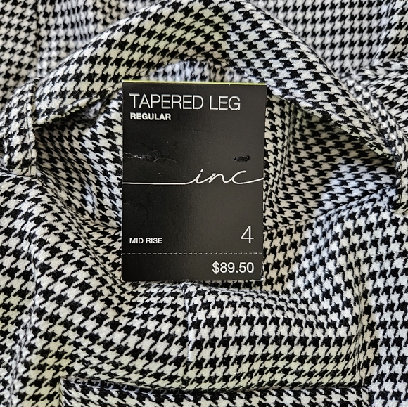 I-N-C International Concepts Glitz Runway Mid Rise Tapered Leg Reg Houndstooth - Picture 2 of 12